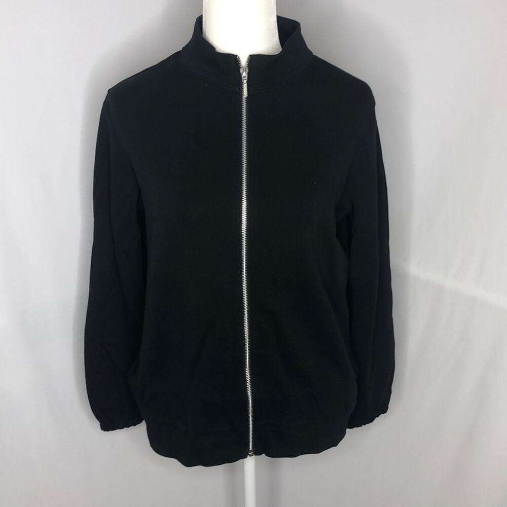 Joan vass petite black zip up sweatshirt